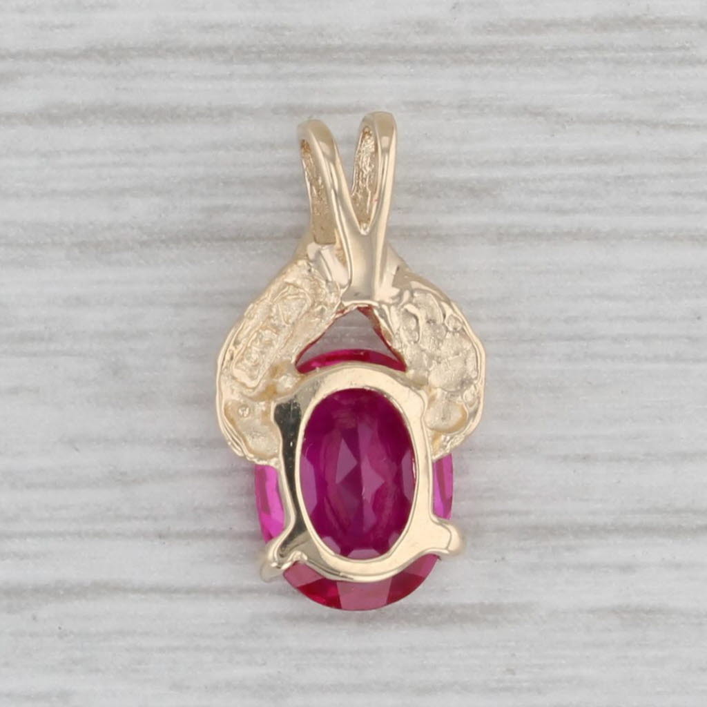 Gray 1.48ctw Lab Created Ruby Pendant 10k Yellow Gold Oval Solitaire