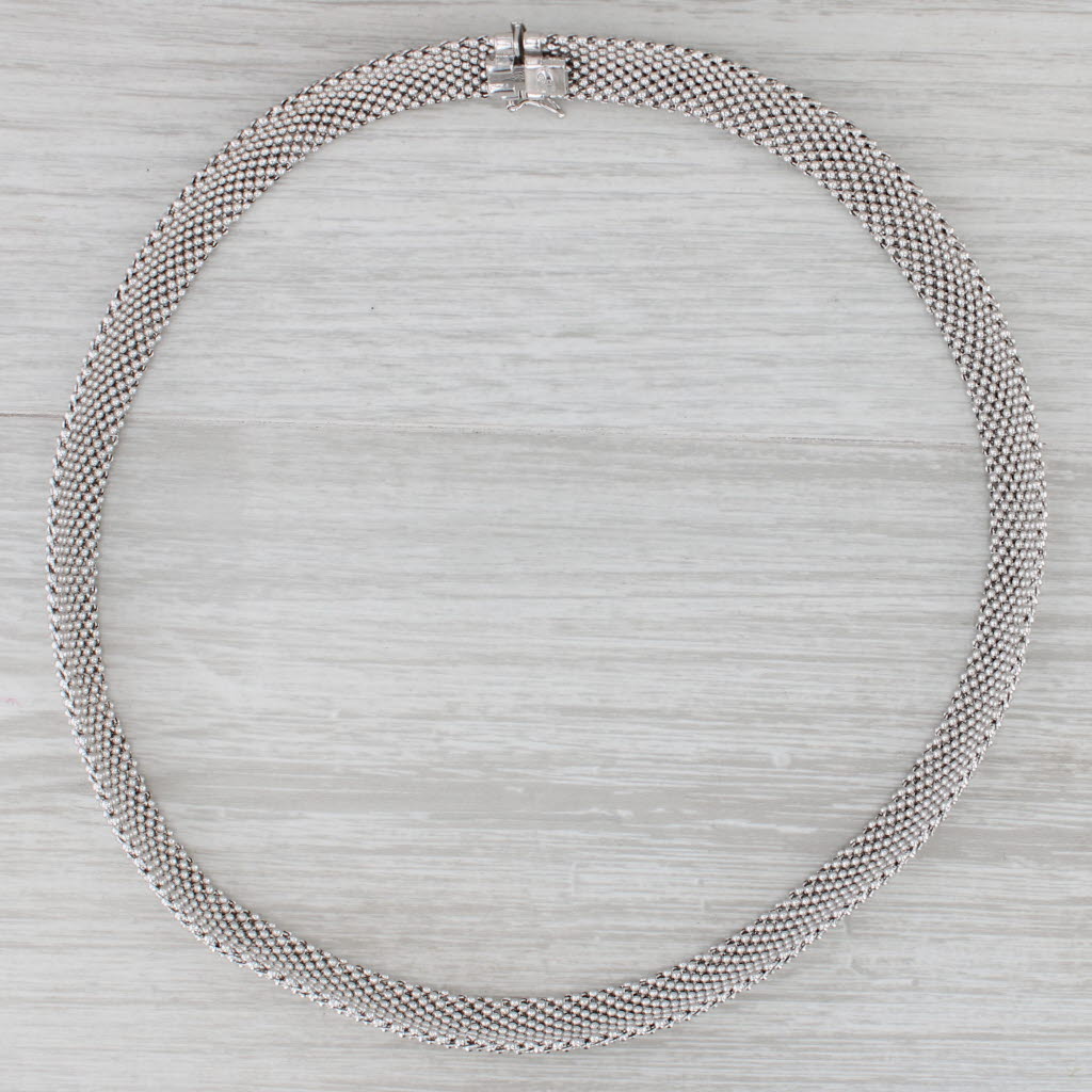 Gray Mesh Chain Necklace Sterling Silver 18.75" 11.8mm Italian