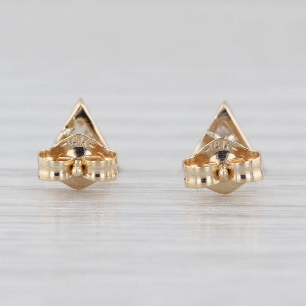 0.48ctw Trillion Diamond Solitaire Stud Earrings 14k Yellow Gold Studs