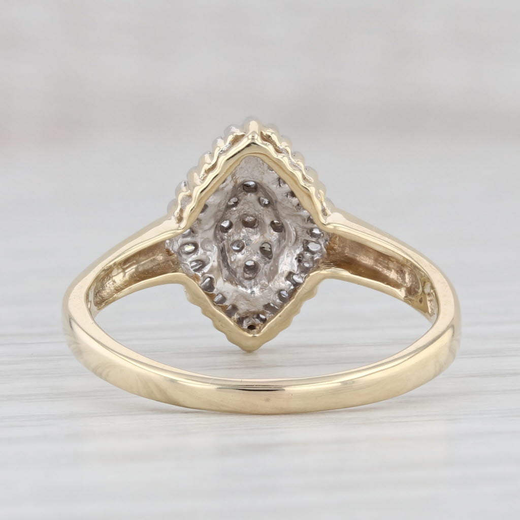 Light Gray 0.19ctw Diamond Cluster Halo Ring 10k Yellow Gold Size 7.75