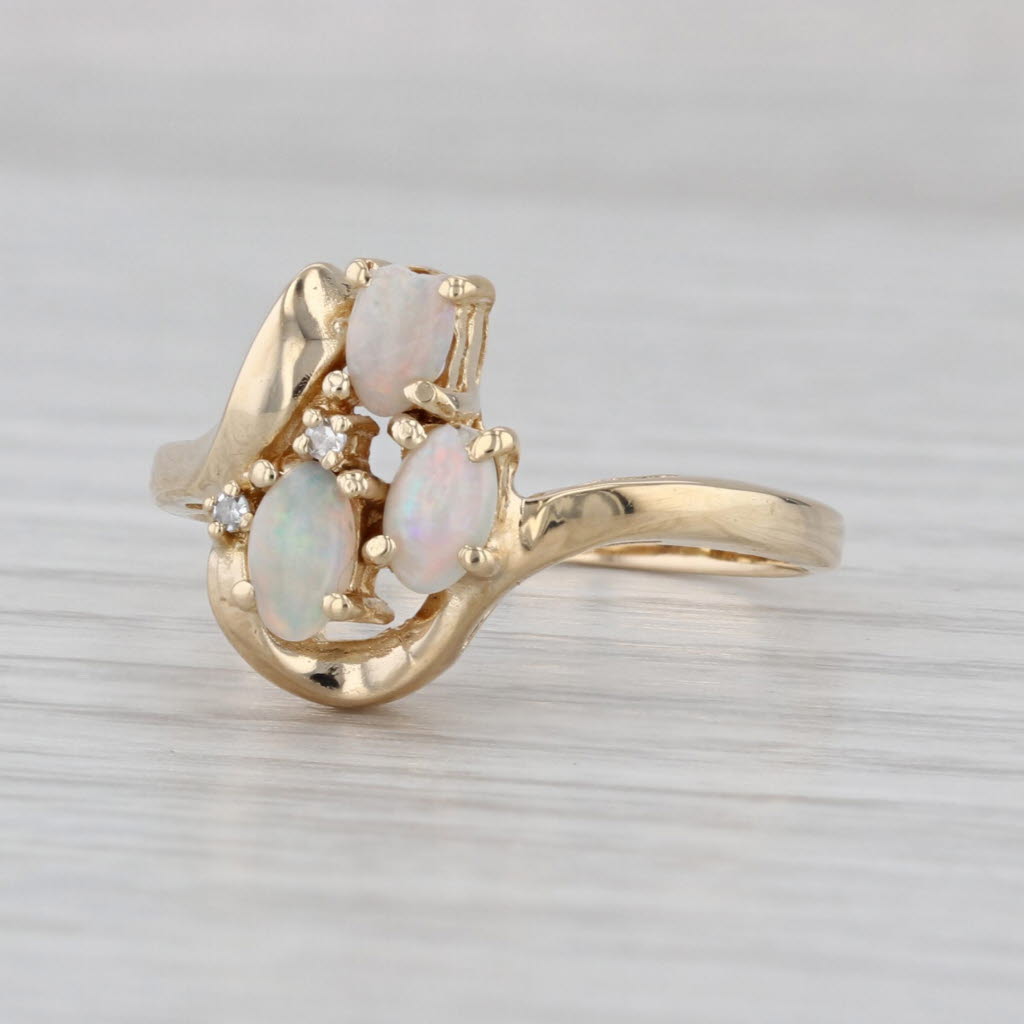 Oval Opal Diamond Ring 14k Yellow Gold Size 8.25