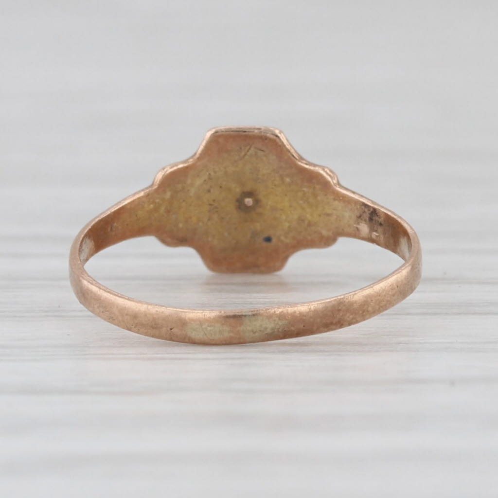 Ostby Barton Antique Blue Glass Ring 10k Yellow Gold Size 1 Imitation Sapphire