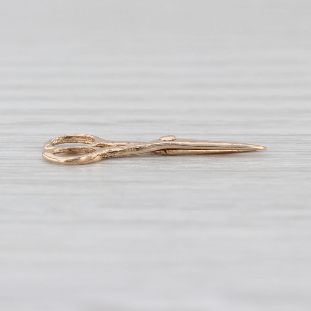 Vintage Scissors Charm 14k Yellow Gold Moves Small Pendant