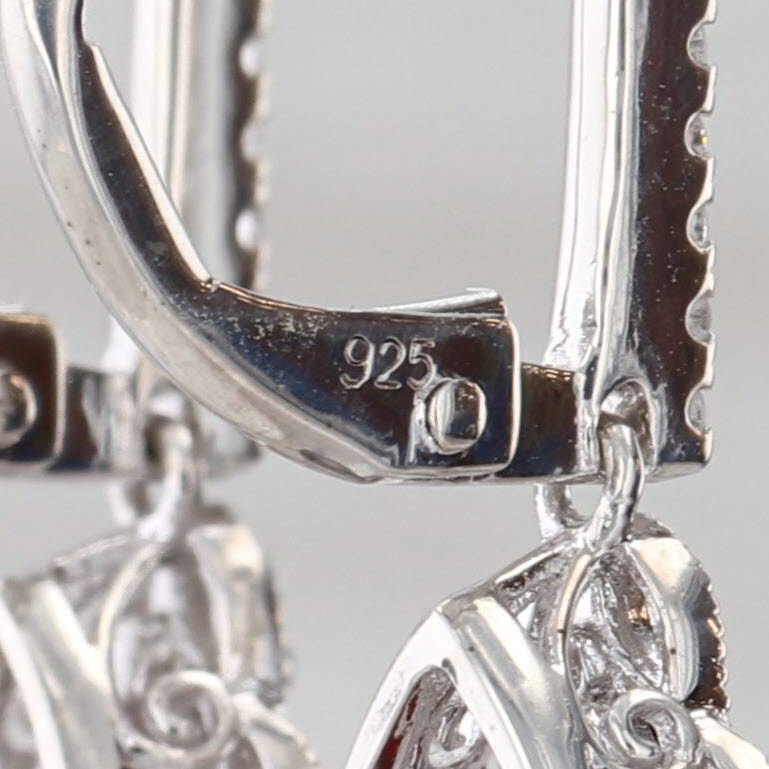 2.61ctw Garnet Diamond Dangle Earrings Sterling Silver Lever Back Drops