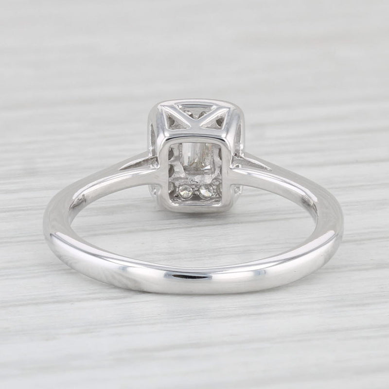 0.17ctw Diamond Halo Engagement Ring 14k White Gold Size 5