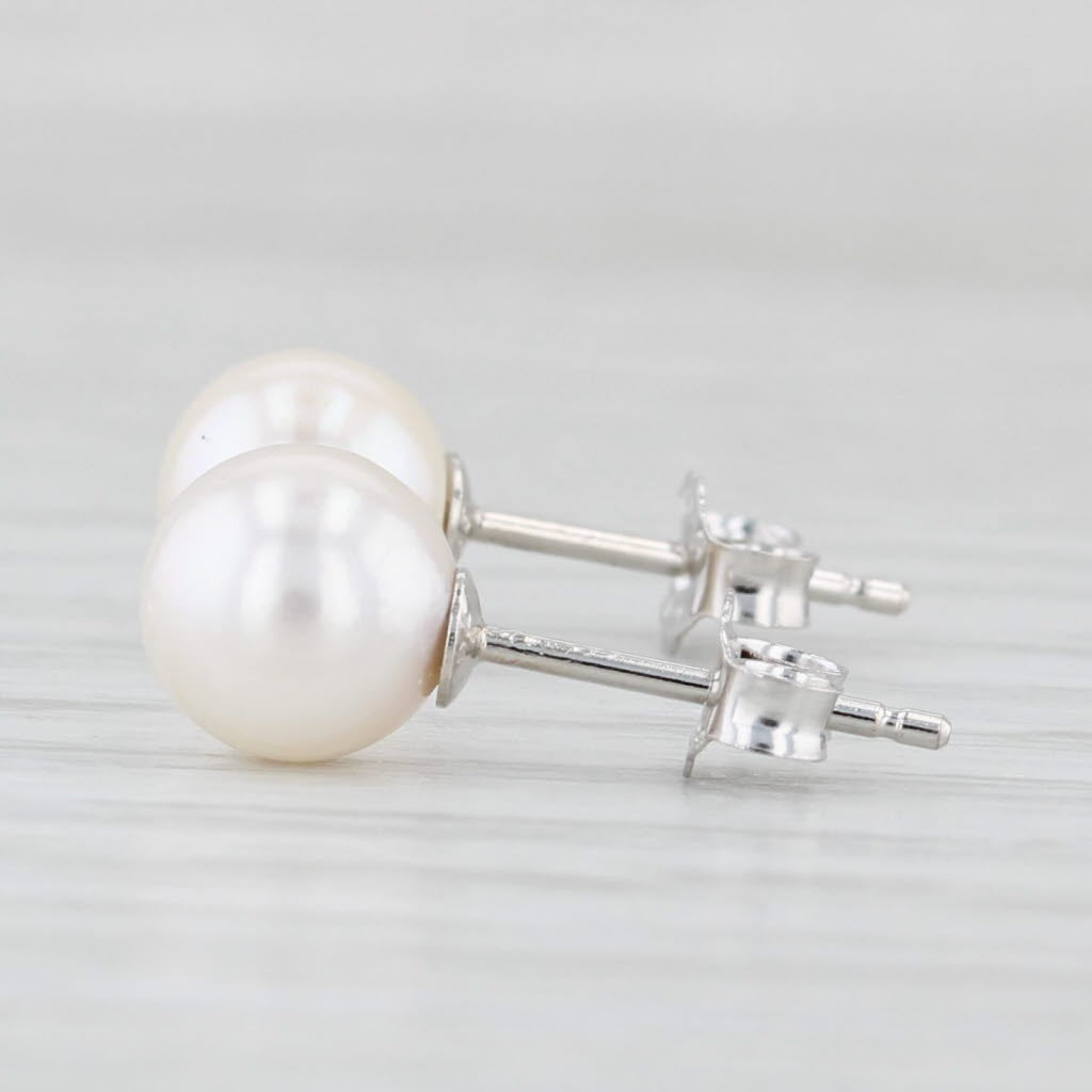 Light Gray New Cultured Pearl Stud Earrings 14k Sterling Silver 6-6.5mm