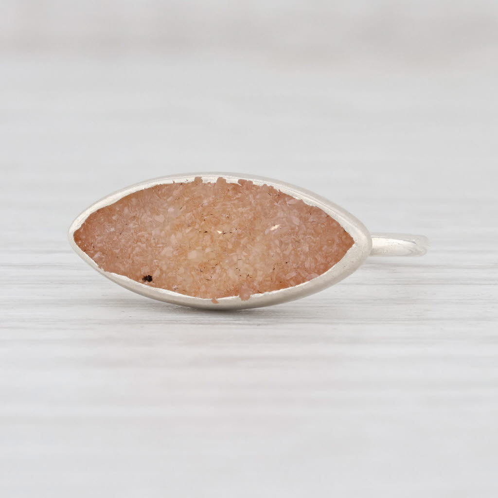 New Nina Nguyen Sand Druzy Quartz Ring Size 7 Sterling Silver Solitaire