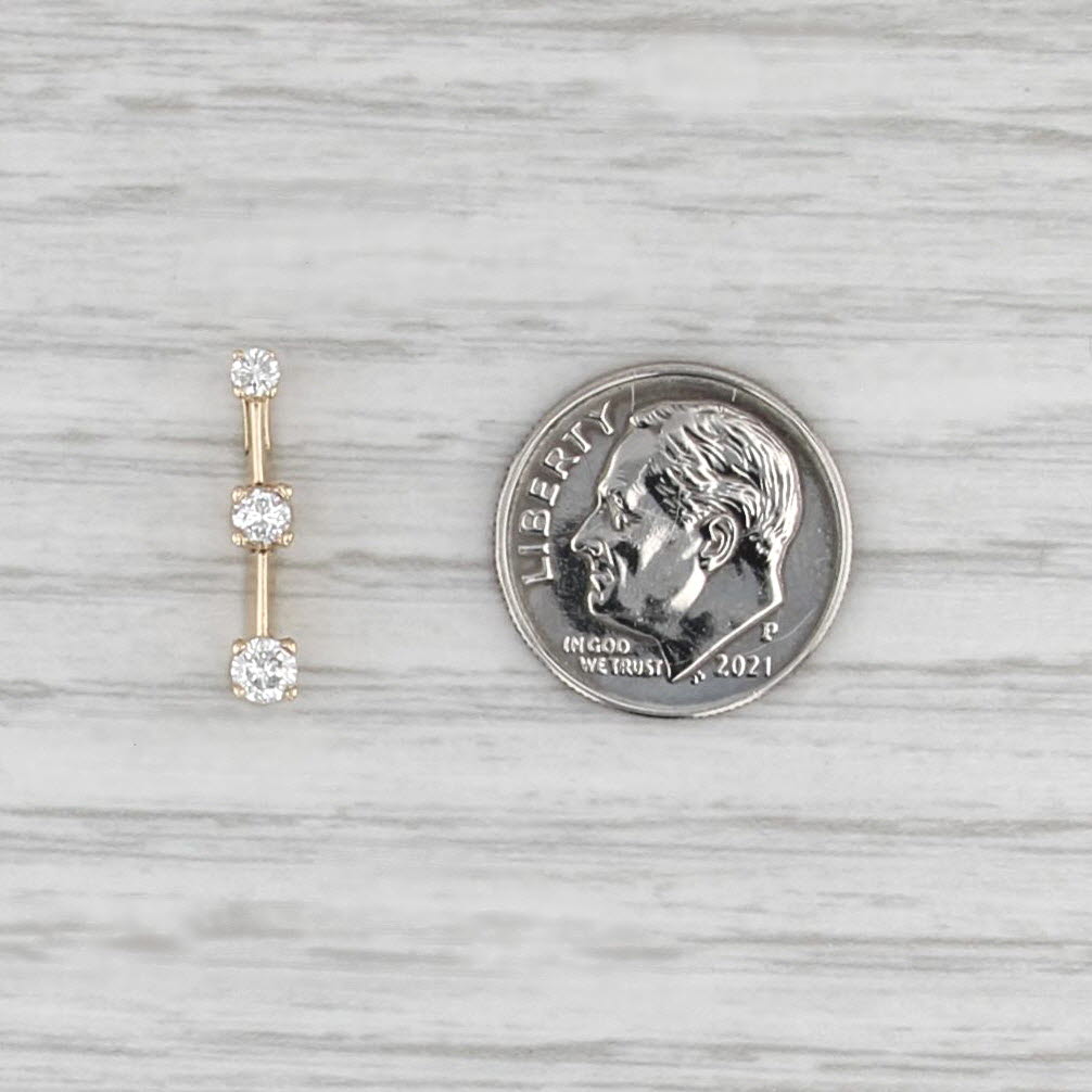 0.22ctw Diamond 3-Stone Journey Pendant 14k Yellow Gold Floating Drop
