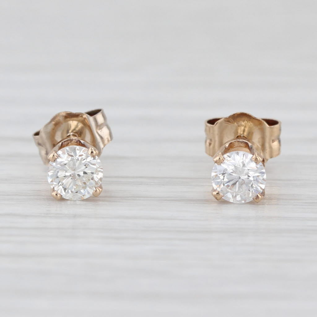 0.40ctw Diamond Stud Earrings 14k Yellow Gold Round Solitaire Studs