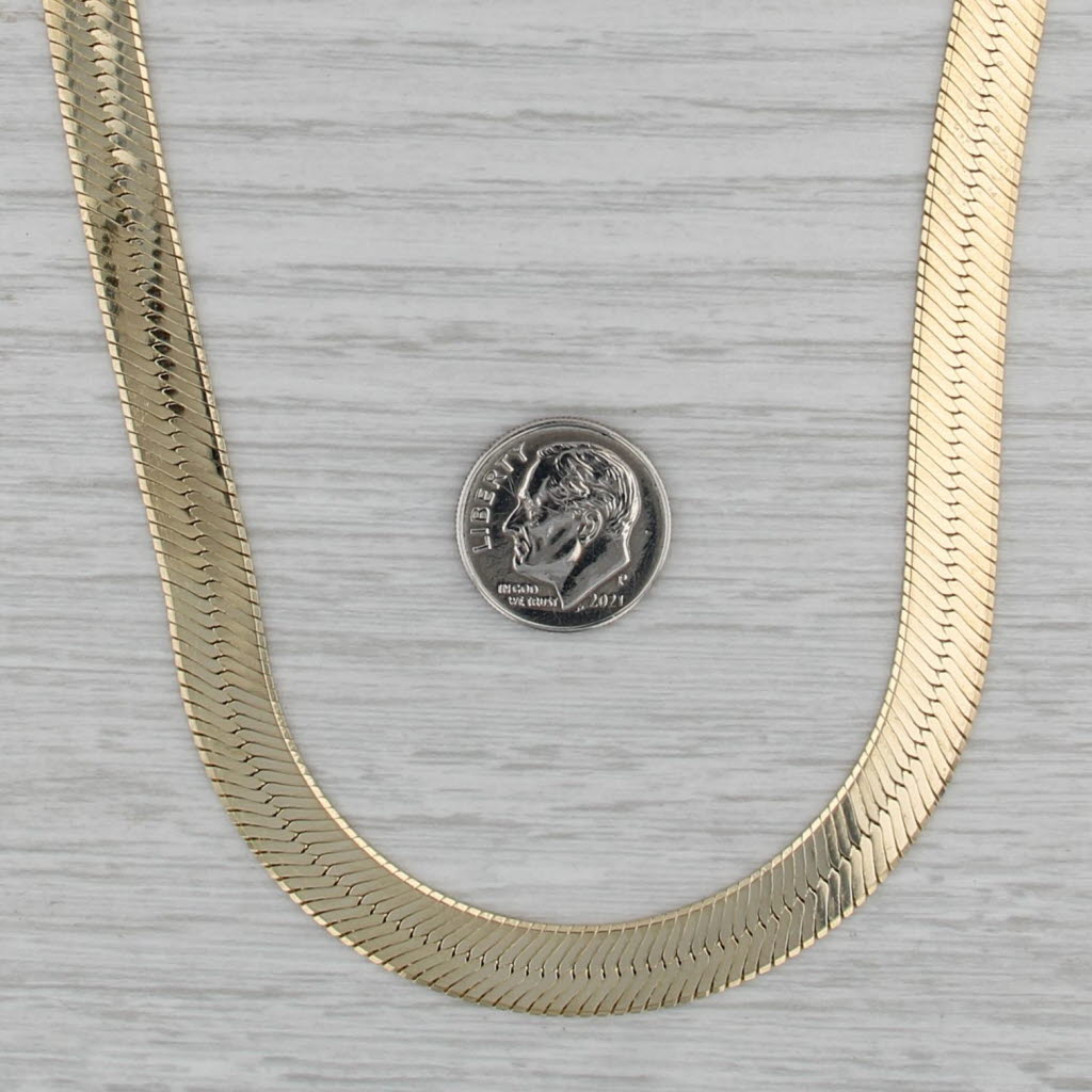 18" Herringbone Necklace 14k Yellow Gold 7.6mm Italy