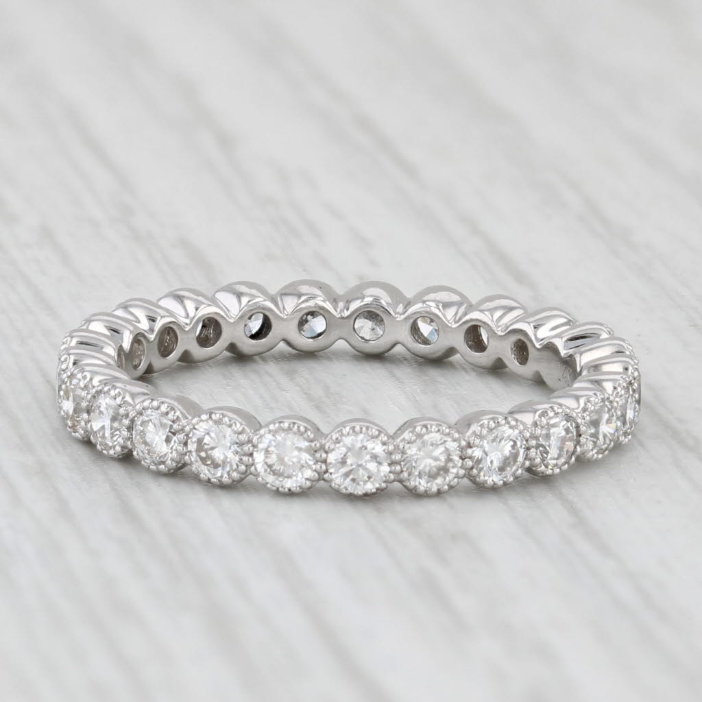 Light Gray 0.75ctw Diamond Eternity Band 14k White Gold Wedding Ring Size 5.5 Stackable