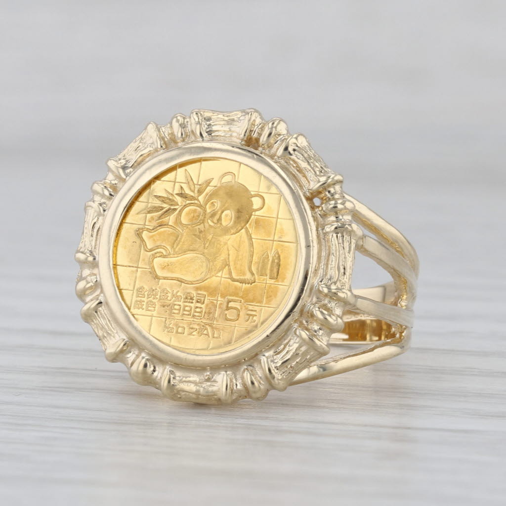 1989 Authentic Chinese Panda Coin Ring 1/20 Fine Gold 14k 5 Yuan Size 7