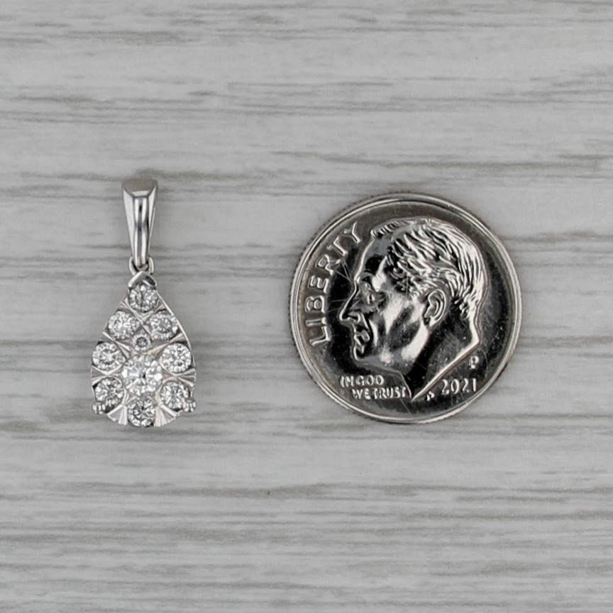 0.45ctw Diamond Cluster Teardrop Pendant 10k White Gold Small Drop