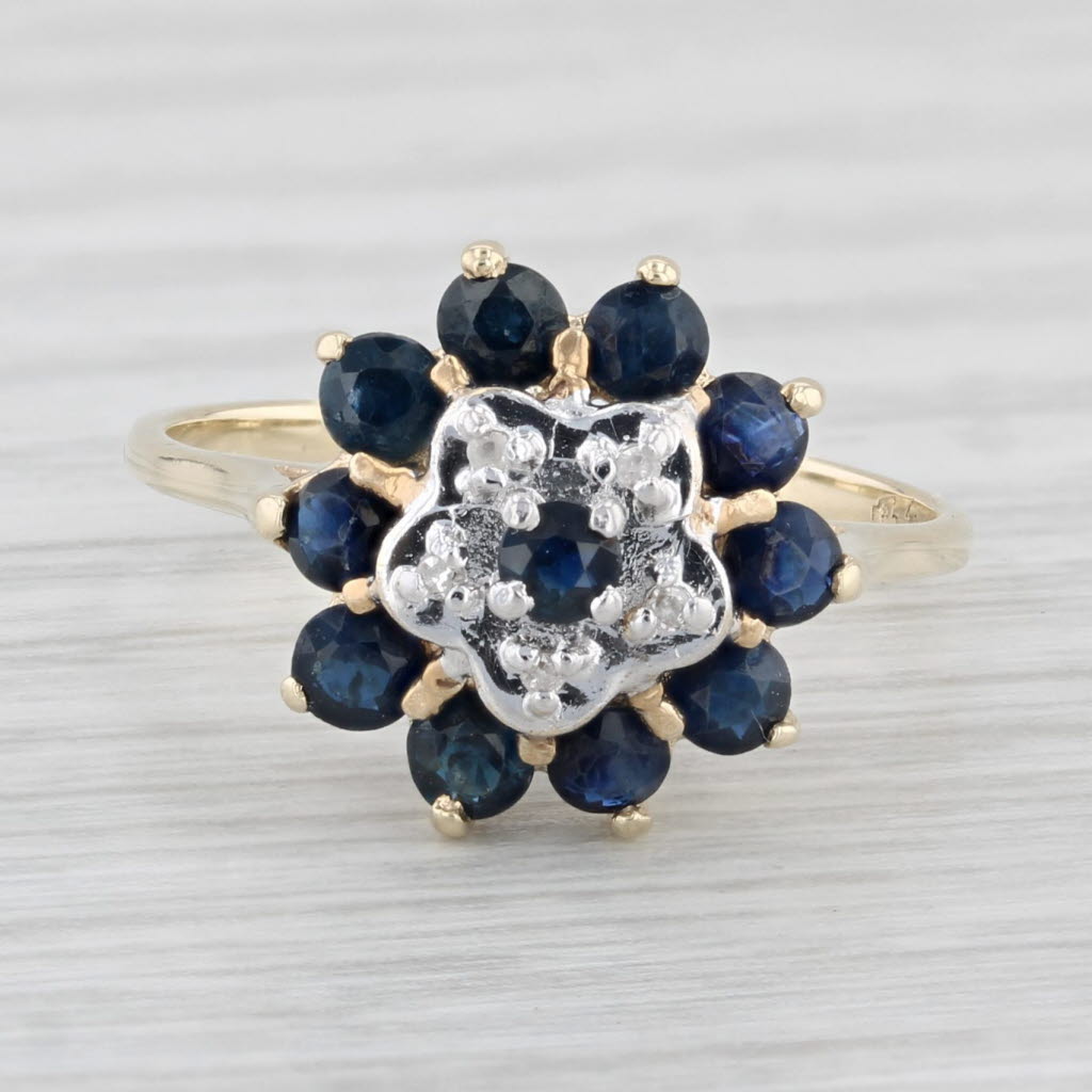 Light Gray 1ctw Blue Sapphire Diamond Ring 10k Yellow Gold Size 6