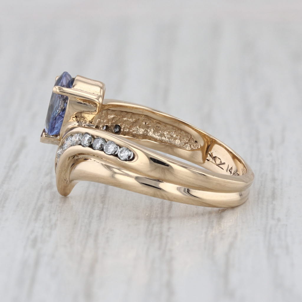 1.22ctw Pear Tanzanite Diamond Bypass Ring 14k Yellow Gold Size 7.25
