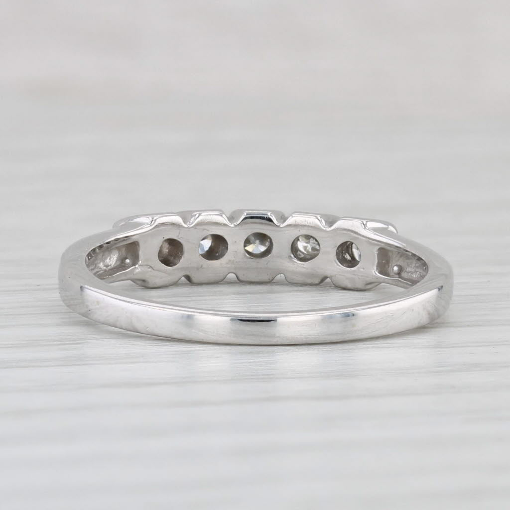 Light Gray 0.35ctw Diamond Wedding Band 14k White Gold Vintage Anniversary Stackable Ring