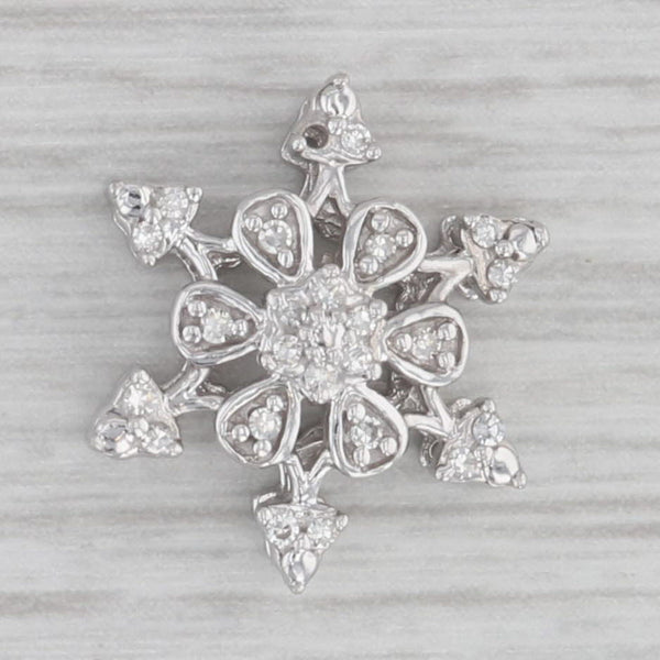 Diamond Accented Snowflake Pendant 10k White Gold Charm