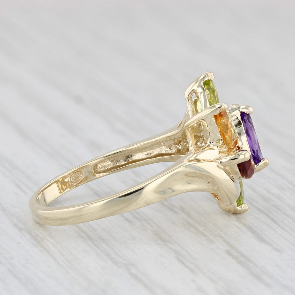 Light Gray 1.85ctw Amethyst Garnet Citrine Topaz Peridot Cluster Ring 10k Gold Size 8.25
