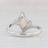 Light Gray Opal Diamond Ring 10k White Gold Size 4.5 Marquise Cabochon Solitaire