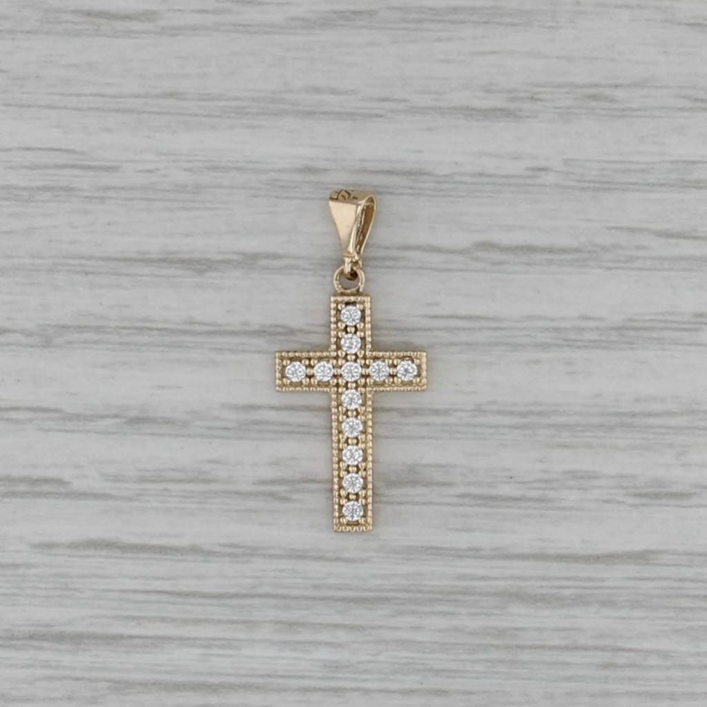 0.18ctw Cubic Zirconia Cross Pendant 14k Yellow Gold