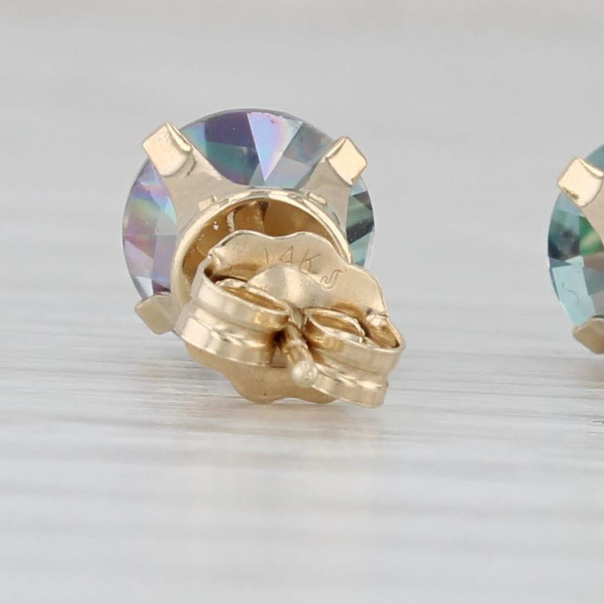 Light Gray 2ctw Mystic Topaz Stud Earrings 14k Yellow Gold Round Solitaire Studs