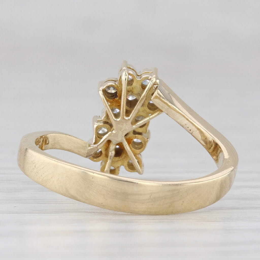 Light Gray 0.20ctw Diamond Flower Cluster Bypass Ring 14k Yellow Gold Size 7.25