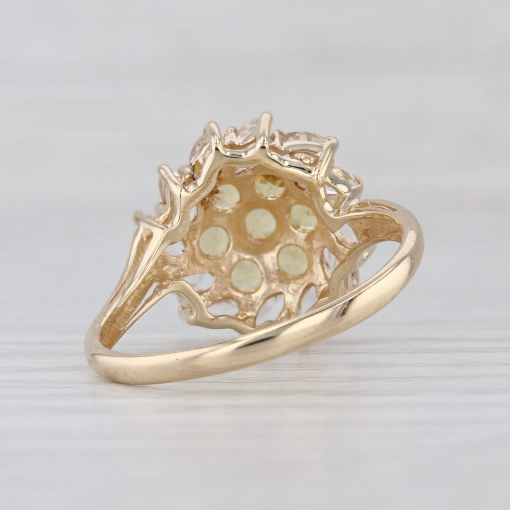 2.18ctw Citrine White Sapphire Flower Cluster Ring 14k Yellow Gold Size 9
