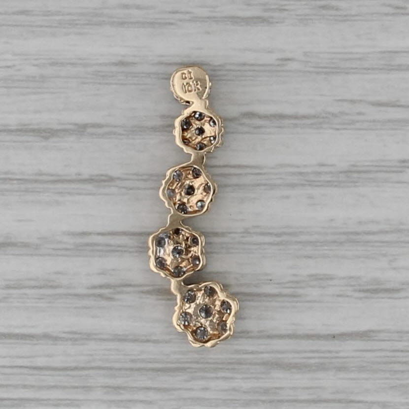 0.75ctw Graduated Diamond Flower Clusters Pendant 10k Yellow Gold