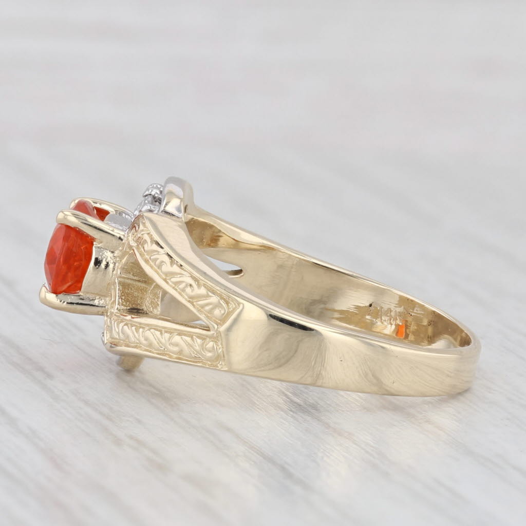 Light Gray 0.90ctw Orange Fire Opal Diamond Ring 14k Yellow Gold Size 7.25