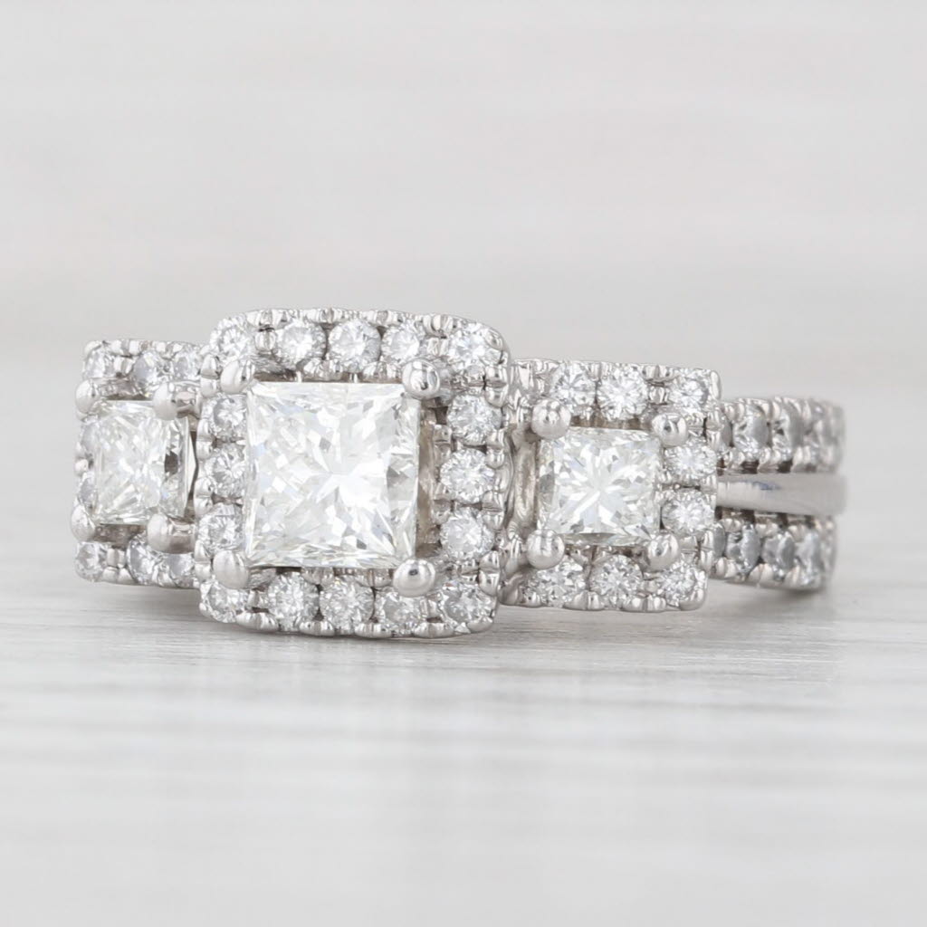 Light Gray Vera Wang 2.30ctw Diamond Engagement Ring 14k White Gold Size 4 3-Stone Halo