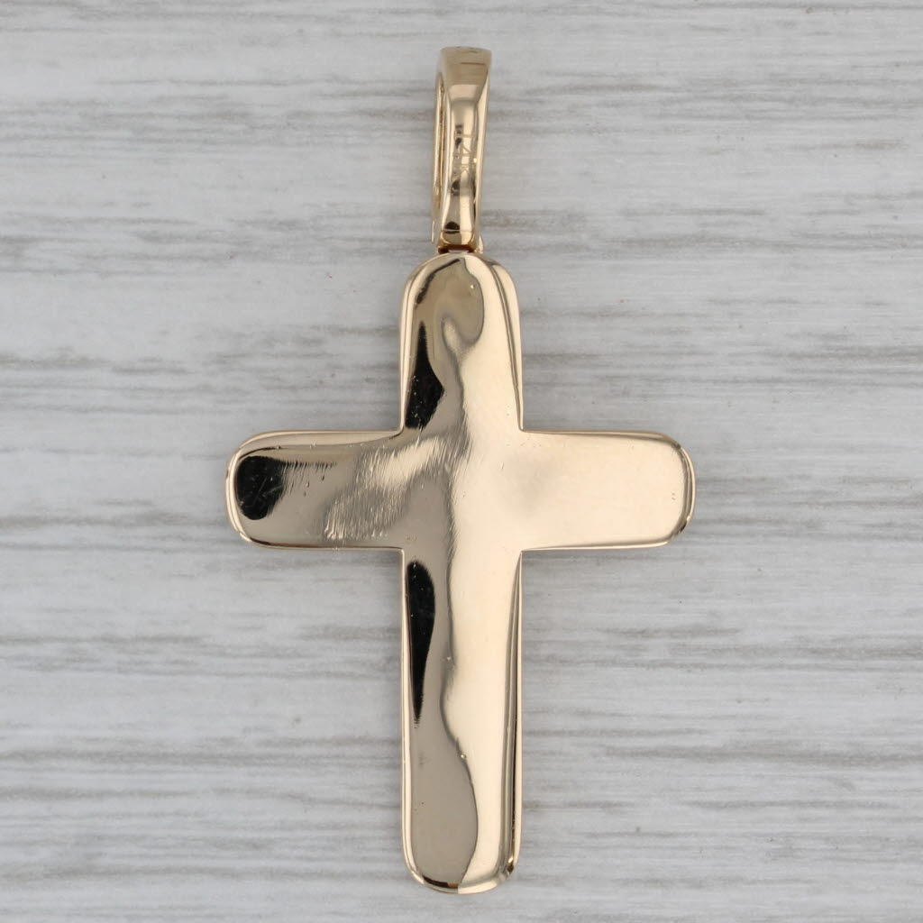 Gray 1.10ctw Baguette Diamond Cross Pendant 14k Yellow Gold