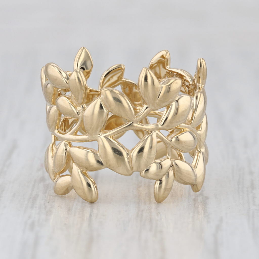 Tiffany & Co Paloma Picasso Olive Leaf Ring w/ Pouch 18k Yellow Gold Size 6 Band