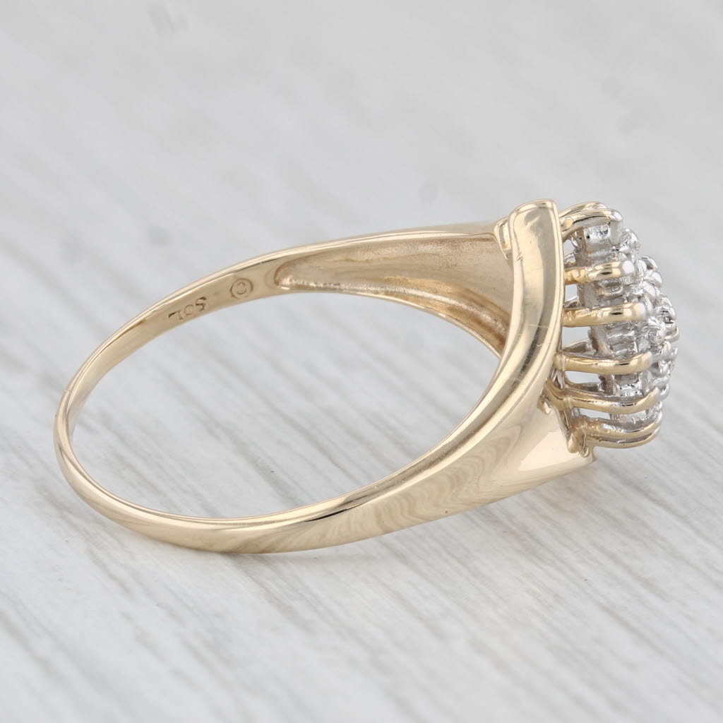 Light Gray 0.20ctw Diamond Cluster Bypass Ring 10k Yellow Gold Size 10.25