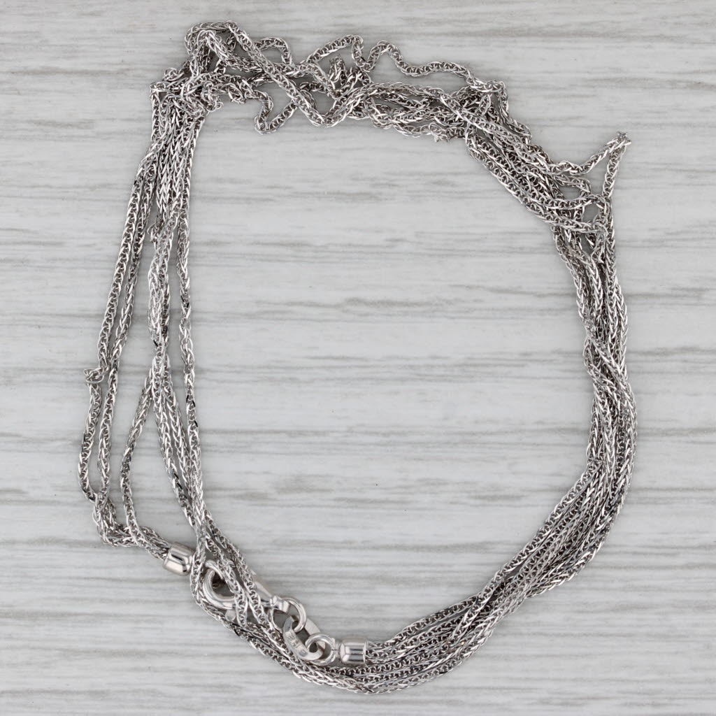 Gray 16" Wheat Chain Necklace 18k White Gold 3-Chain Multi-Chain