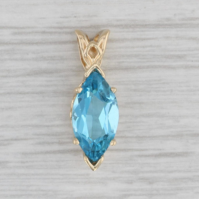 2.25ct Marquise Solitaire Topaz Pendant 14k Yellow Gold