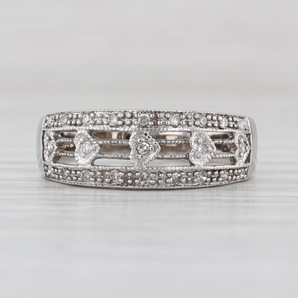 0.15ctw Diamond Hearts Band 14k White Gold Size 8.5 Ring