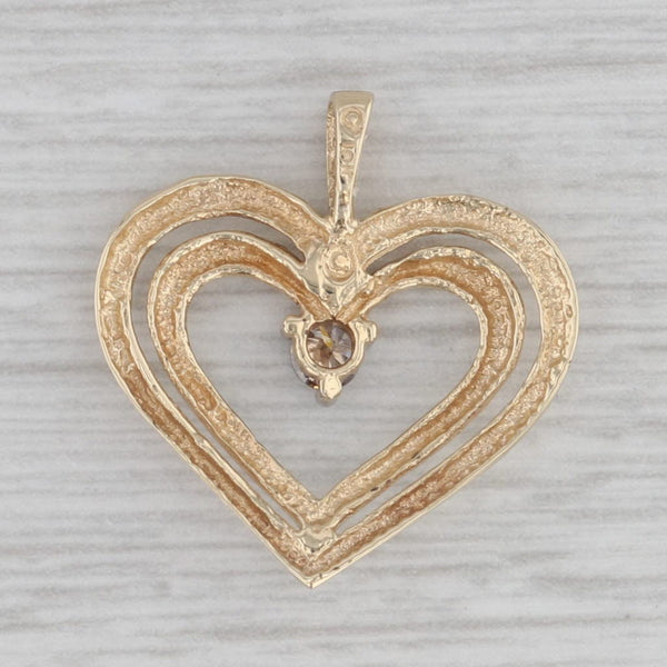 0.10ct Diamond Solitaire Open Heart Pendant 10k Yellow Gold
