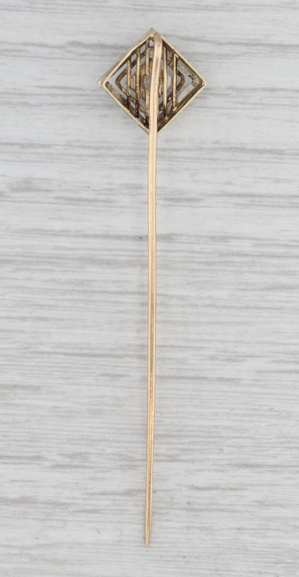 Vintage 0.11ct Diamond Solitaire Stickpin 14k White Yellow Gold
