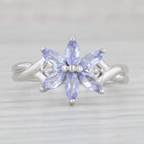 Light Gray 0.90ctw Tanzanite Flower Ring 10k White Gold Size 8 Diamond Accents