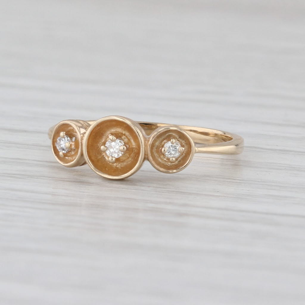 Diamond 3-Stone Circles Ring 10k Yellow Gold Size 4.75
