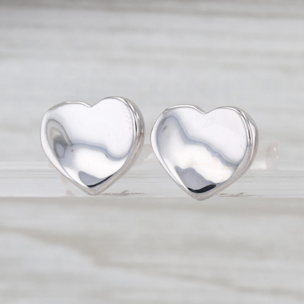 Contoured Heart Stud Earrings Sterling Silver Studs