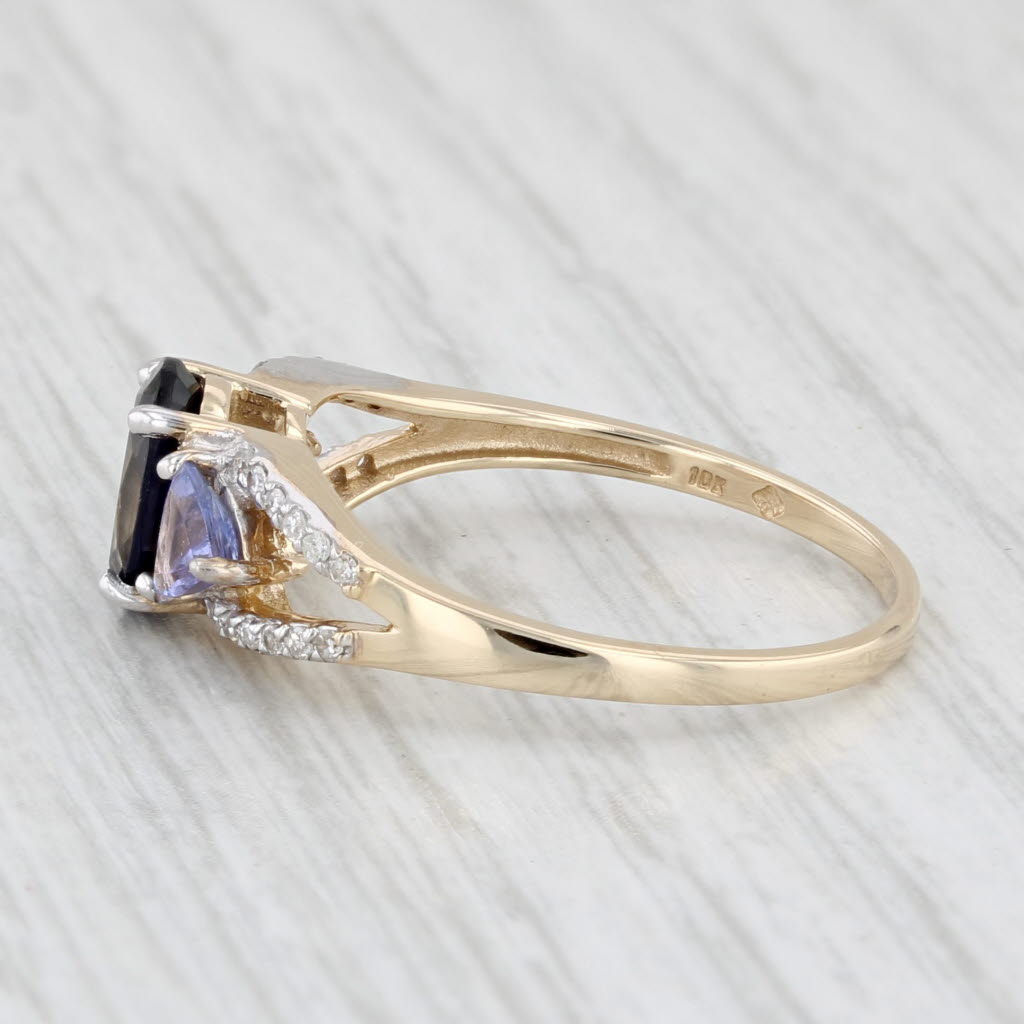 Light Gray 1.60ctw Iolite Tanzanite Diamond Ring 10k Yellow Gold Size 8.25