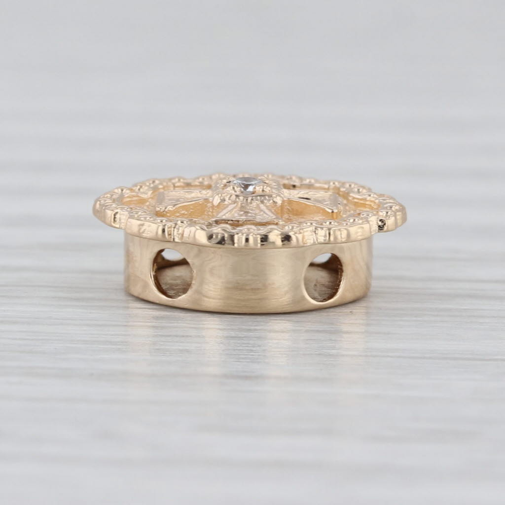 Old Victoria Diamond Cross Slide Bracelet Charm 14k Yellow Gold