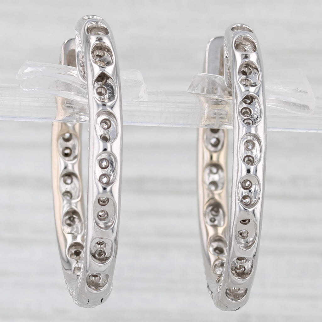 Light Gray Sonia B 1.33ctw Diamond Inside Out Hoop Earrings 18k White Gold Round Hoops