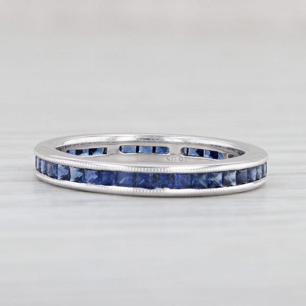 Light Gray 1.50ctw Blue Sapphire Eternity Band 18k White Gold Size 5 Wedding Ring