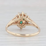 0.36ctw Emerald Diamond Cluster Ring 14k Yellow Gold Size 6.5