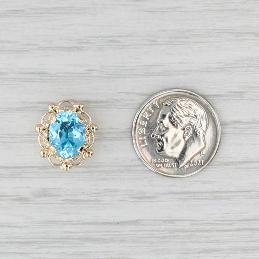2.50ct Blue Topaz Slide Bracelet Charm 14k Yellow Gold Vintage Richard Glatter