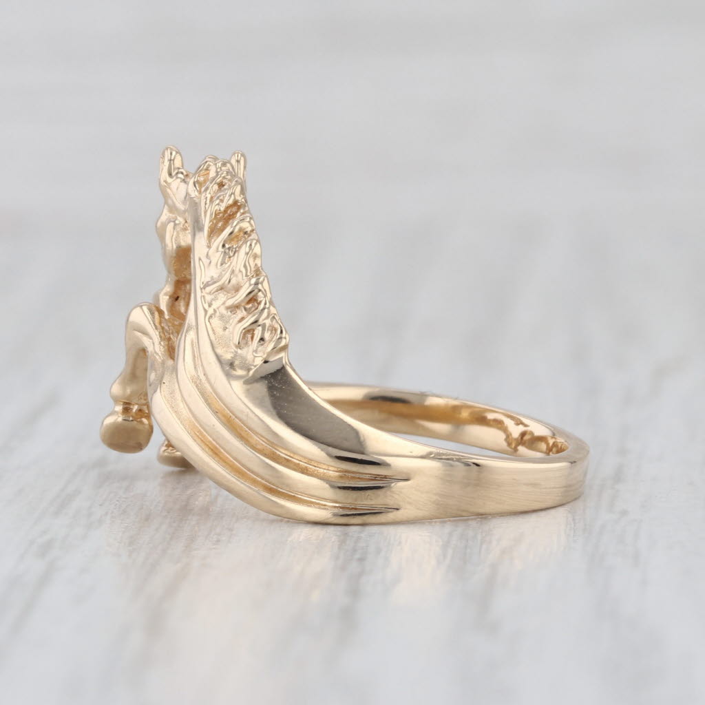 0.11ct Diamond Horse Ring 14k Yellow Gold Size 6.25 Western