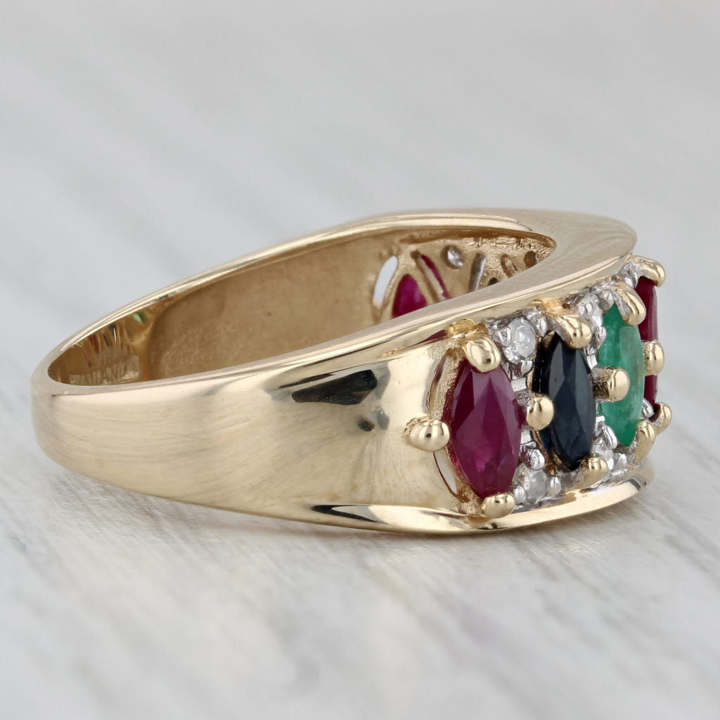 Gray 1.14ctw Multi-Gemstone Ring 14k Yellow Gold Emerald Sapphire Ruby Diamond Size 8