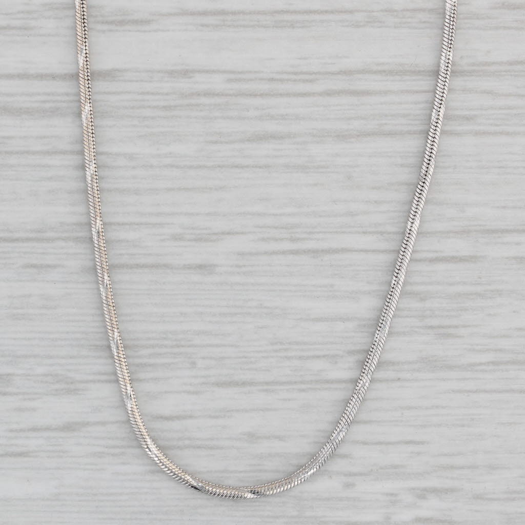 Gray 18.25" Twist Snake Chain Necklace 14k White Gold 1.2mm